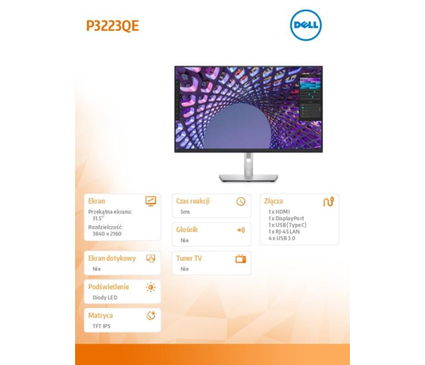 Dell P3223QE - 1078095 - zdjęcie 9